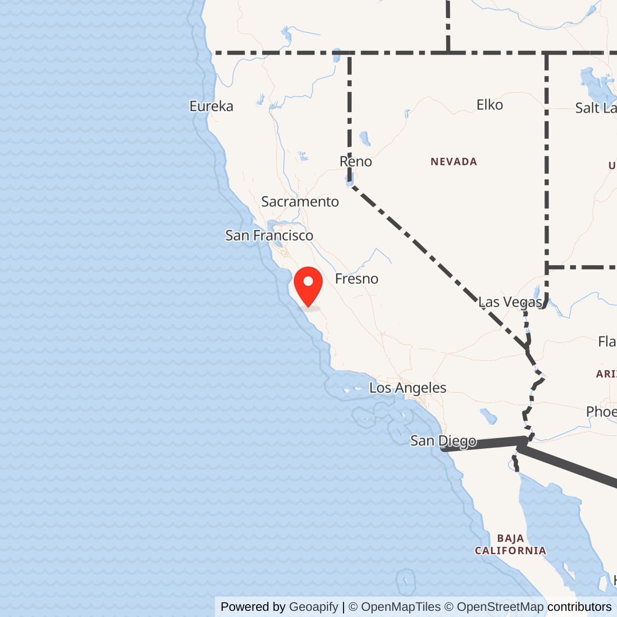 Map showing location of Fort Hunter Liggett, California
