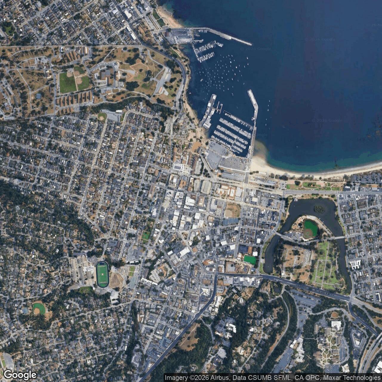 Current Google Satellite Image of Presidio of Monterey, California