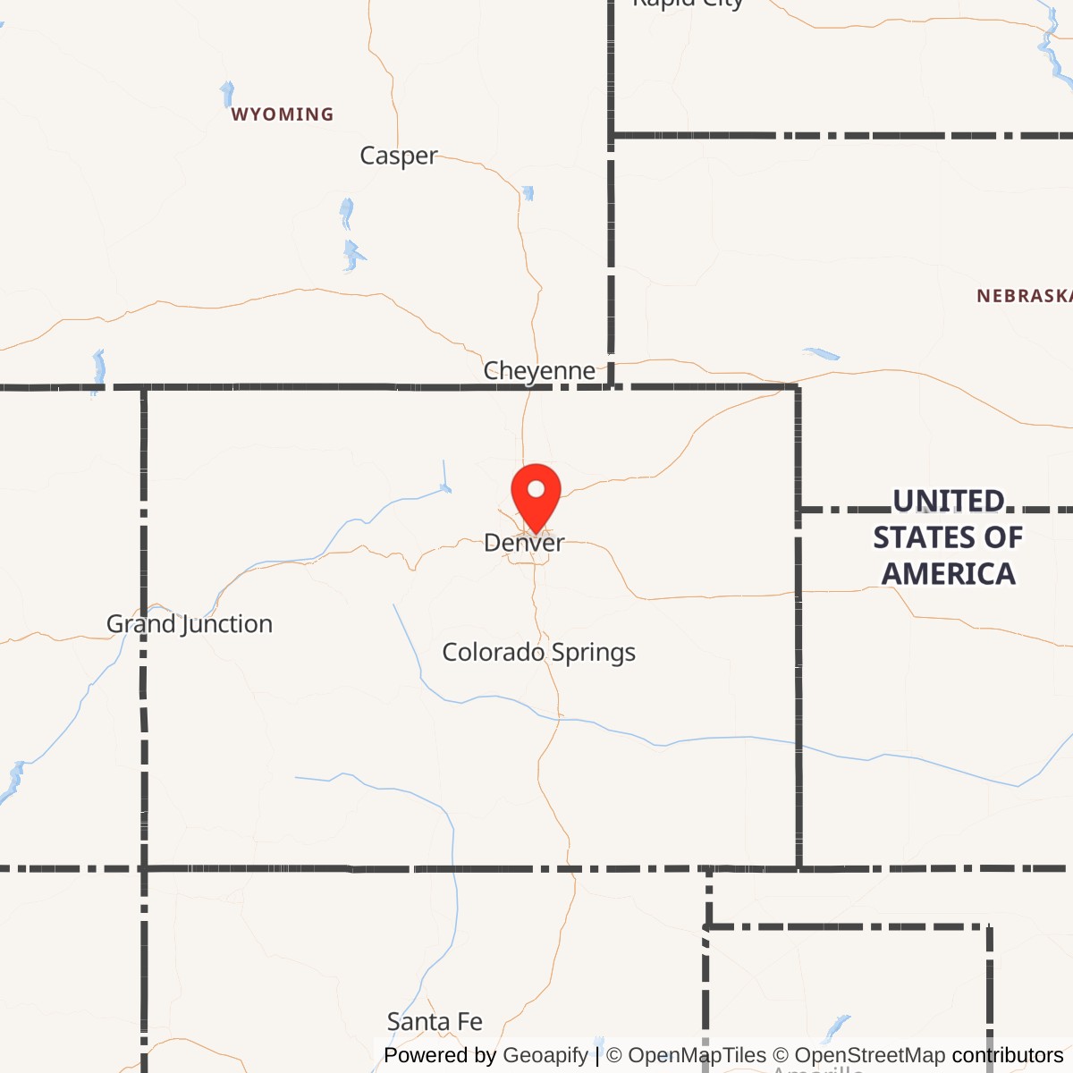 Map showing location of Rocky Mountain Arsenal, Colorado