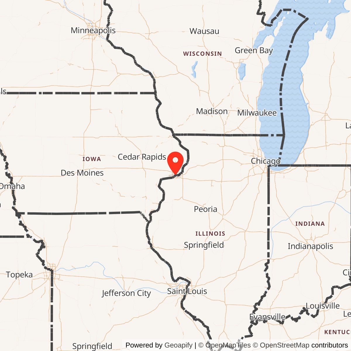 Map showing location of Rock Island Arsenal, Illinois