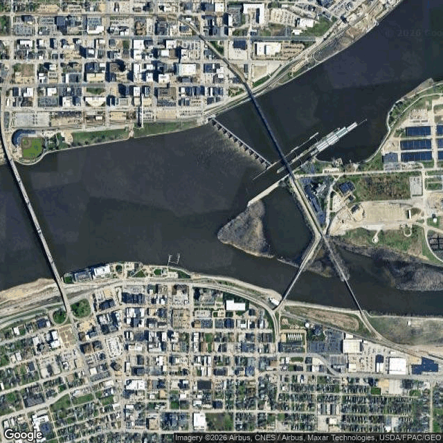 Current Google Satellite Image of Rock Island Arsenal, Illinois