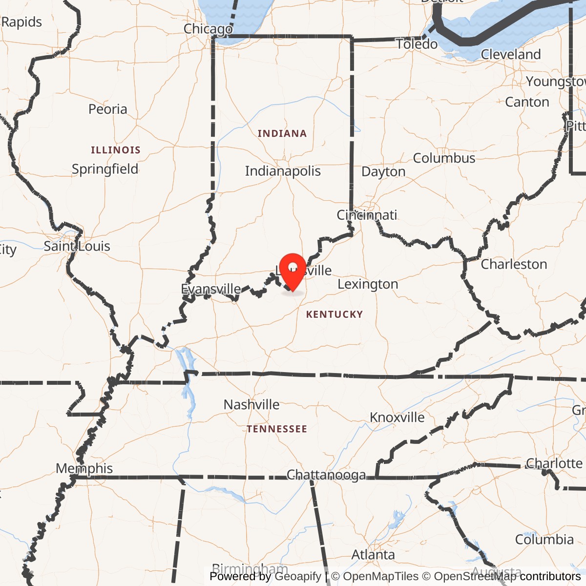 Map showing location of Fort Knox, Kentucky
