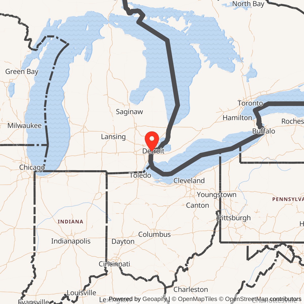Map showing location of Fort Wayne, Michigan