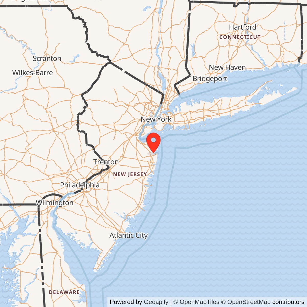 Map showing location of Fort Monmouth, New Jersey