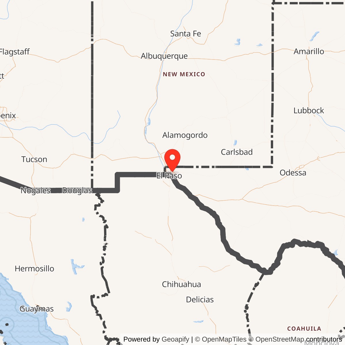 Map showing location of Biggs Army Airfield, Texas