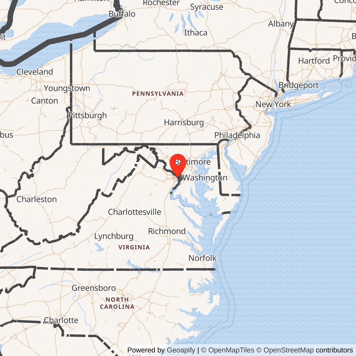 Map showing location of Fort Myer, Virginia