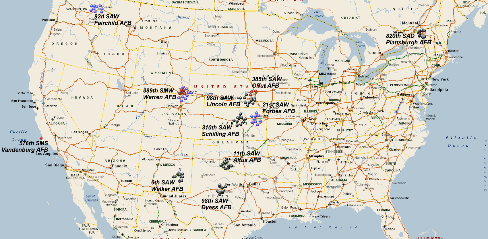 Map of SM-65 Atlas deployment sites