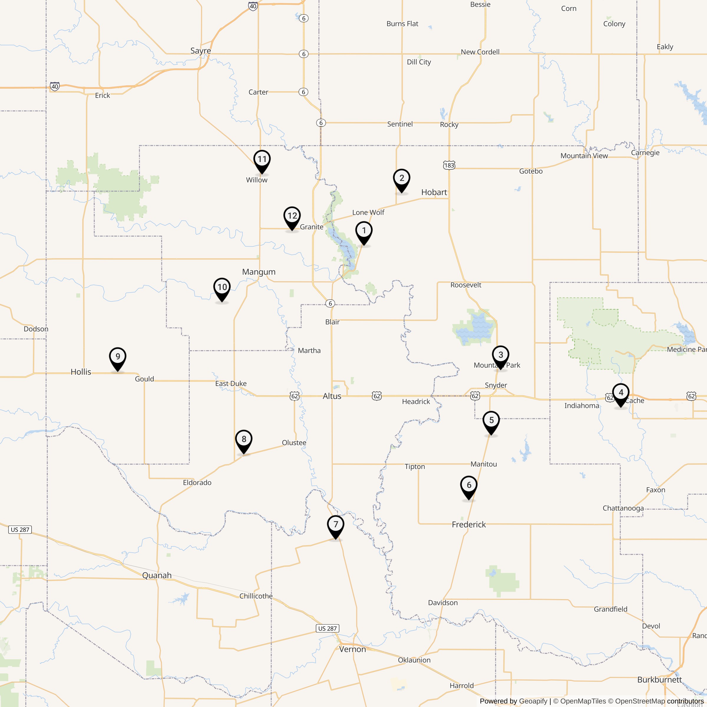 Map Showing 577th Strategic Missile Squadron Atlas F Missile Silo Locations