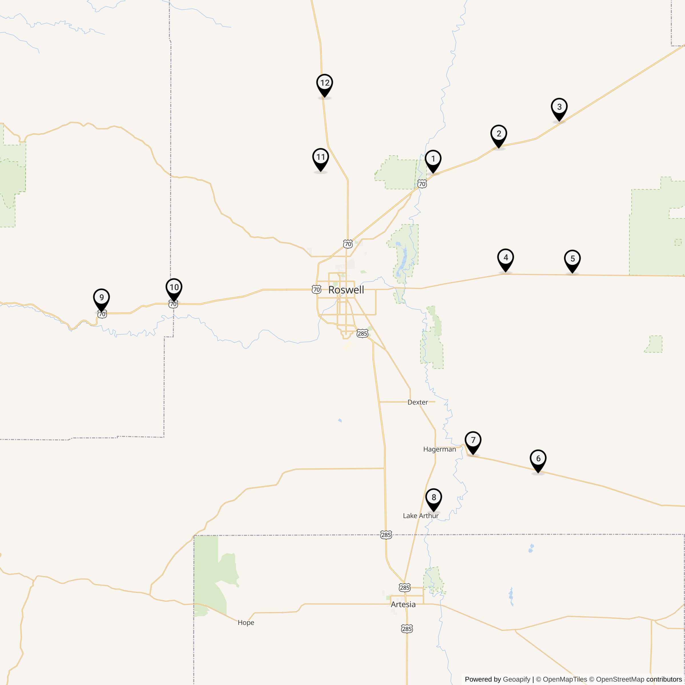 Map Showing 579th Strategic Missile Squadron Atlas F Missile Silo Locations