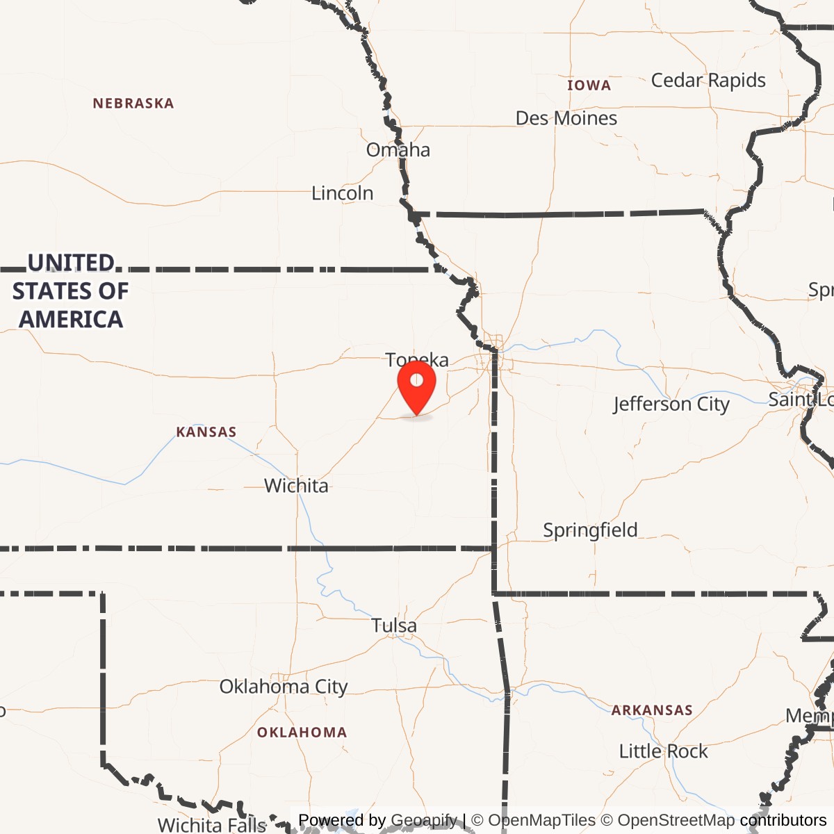 Map showing location of Atlas E Site 548-3, Kansas