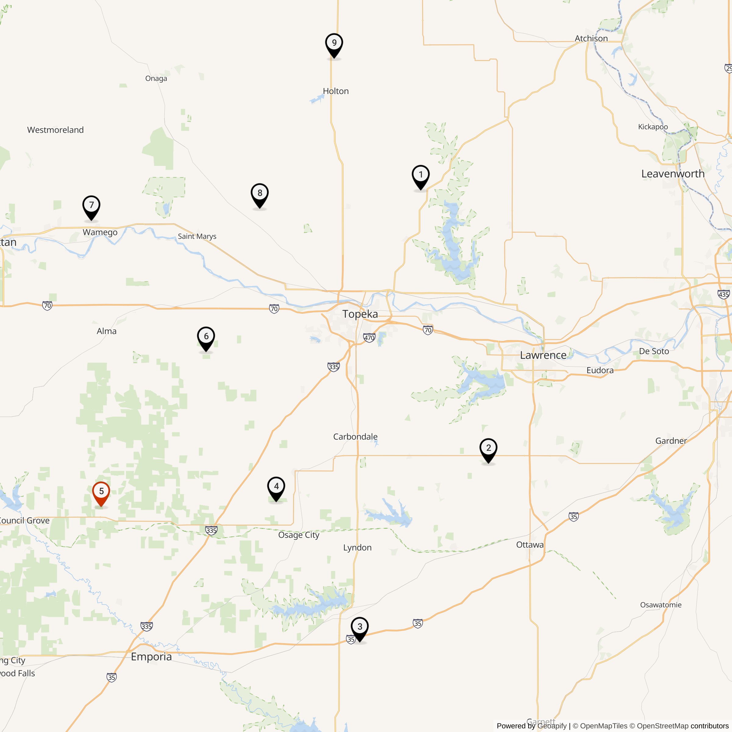 Map Showing 548th Strategic Missile Squadron Atlas E Missile Silo Locations