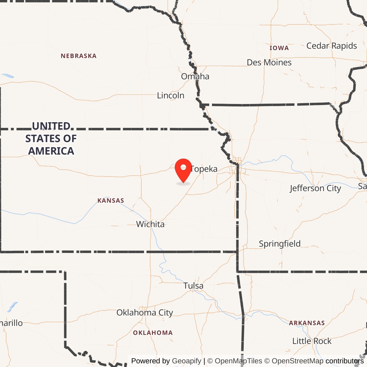 Map showing location of Atlas E Site 548-5, Kansas