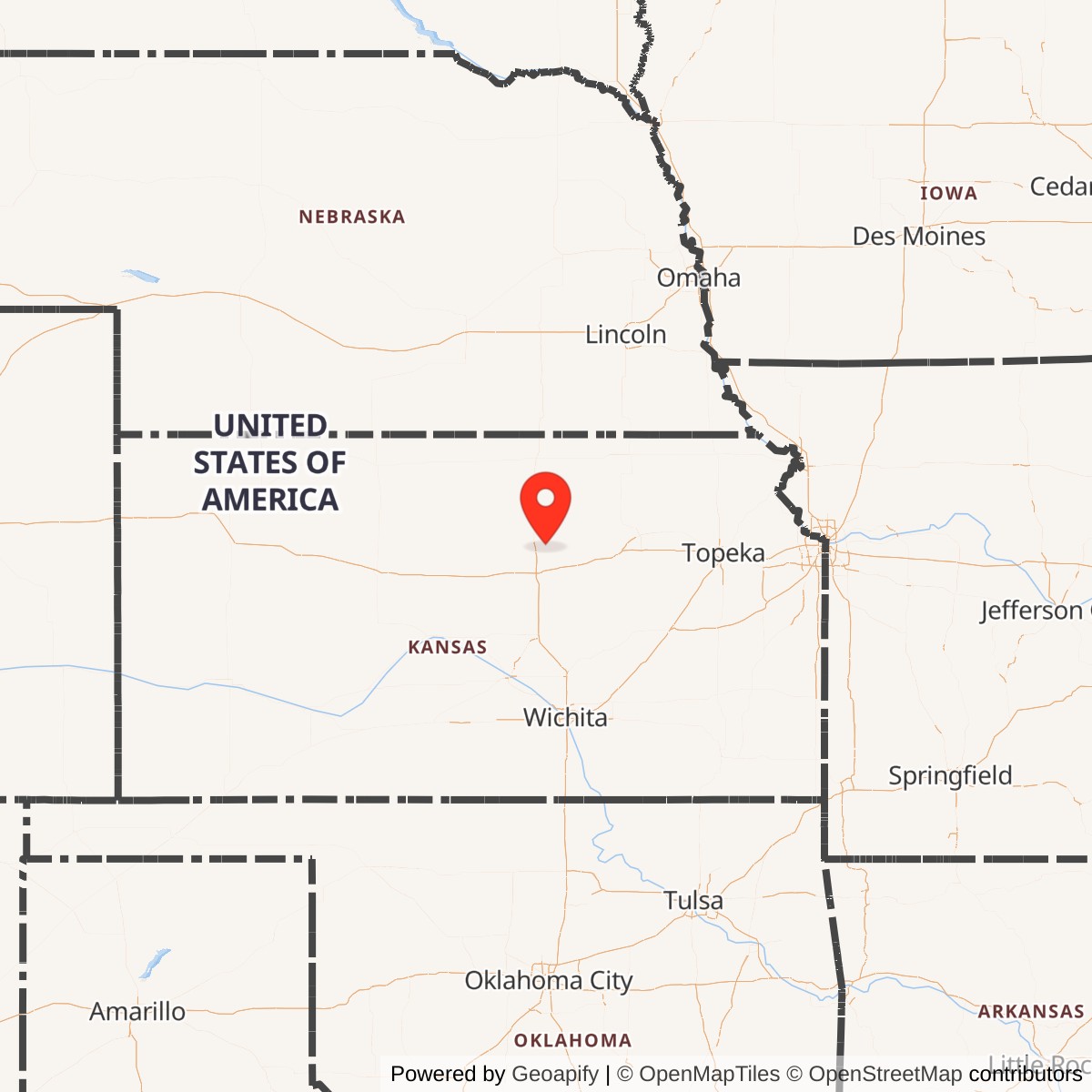 Map showing location of Atlas F Site 550-1, Kansas