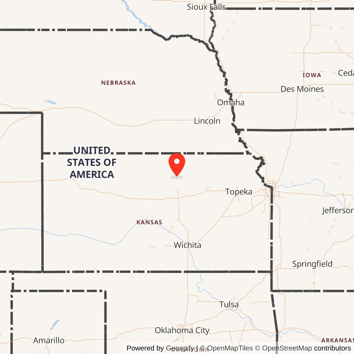 Map showing location of Atlas F Site 550-11, Kansas
