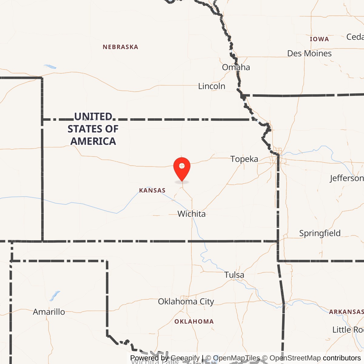 Map showing location of Atlas F Site 550-5, Kansas