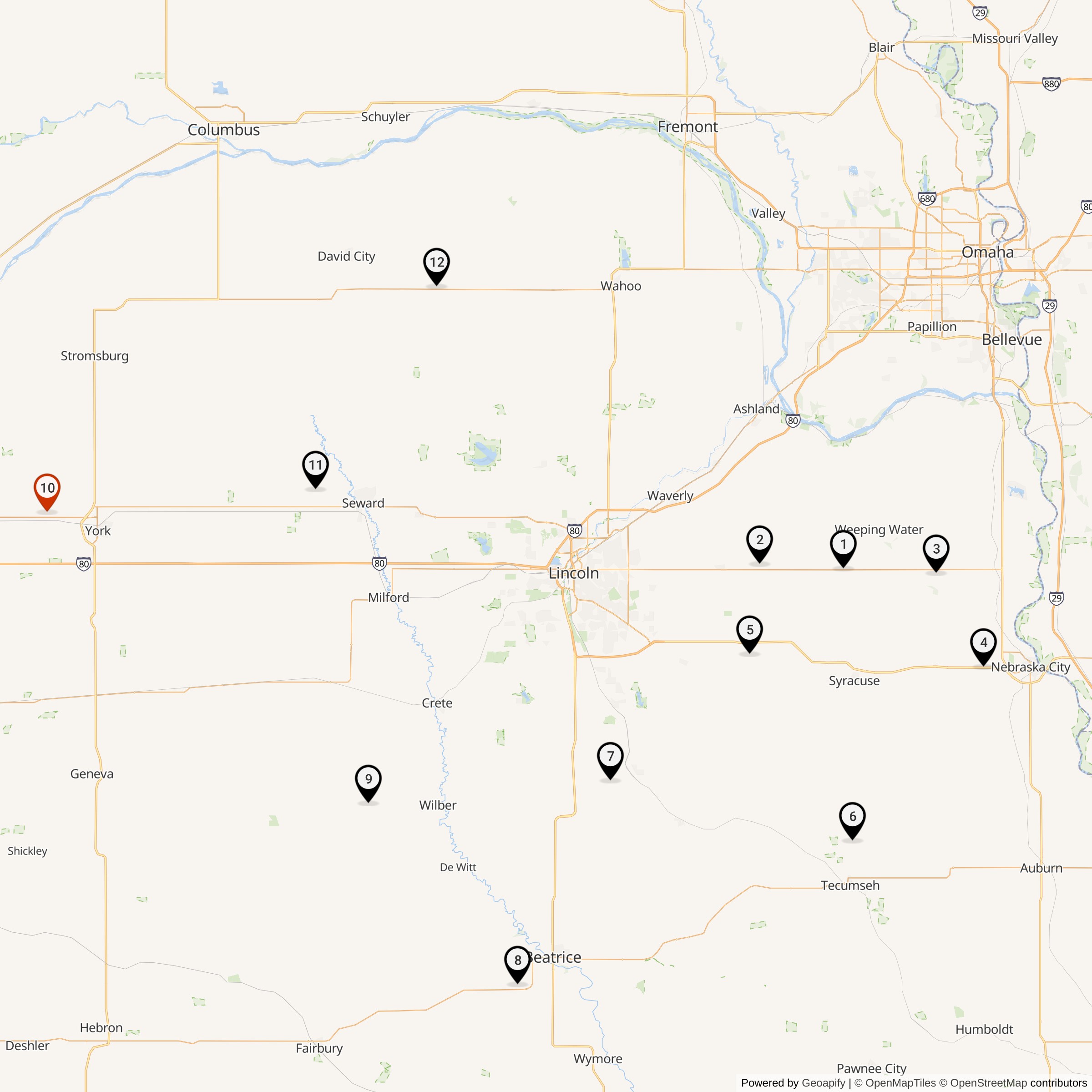 Map Showing 551st Strategic Missile Squadron Atlas F Missile Silo Locations