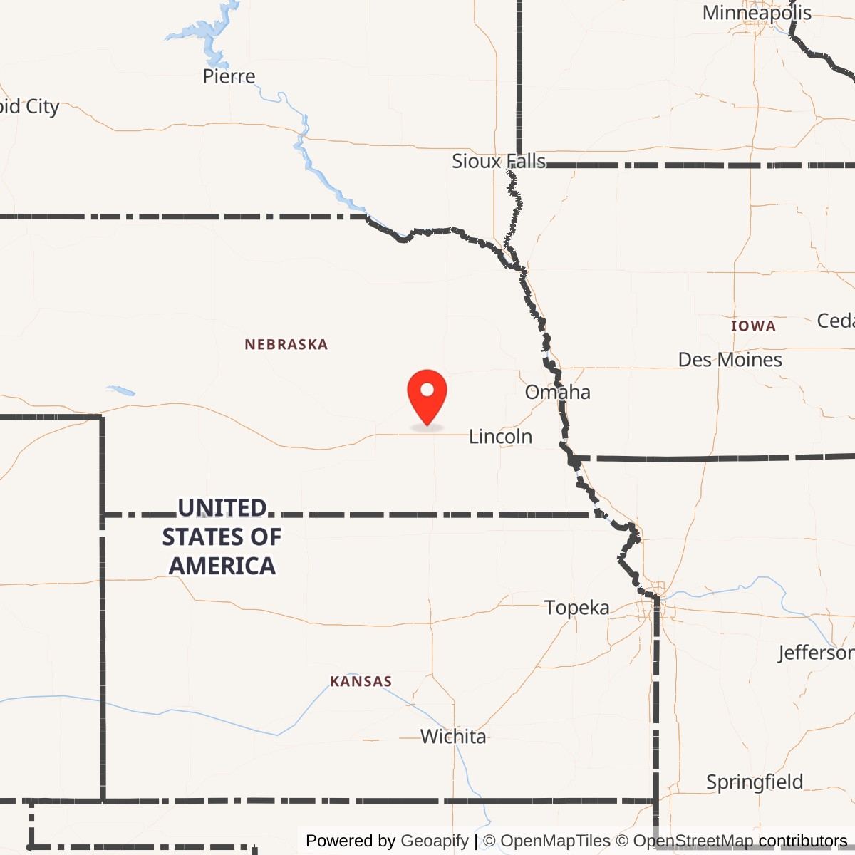 Map showing location of Atlas F Site 551-10, Nebraska