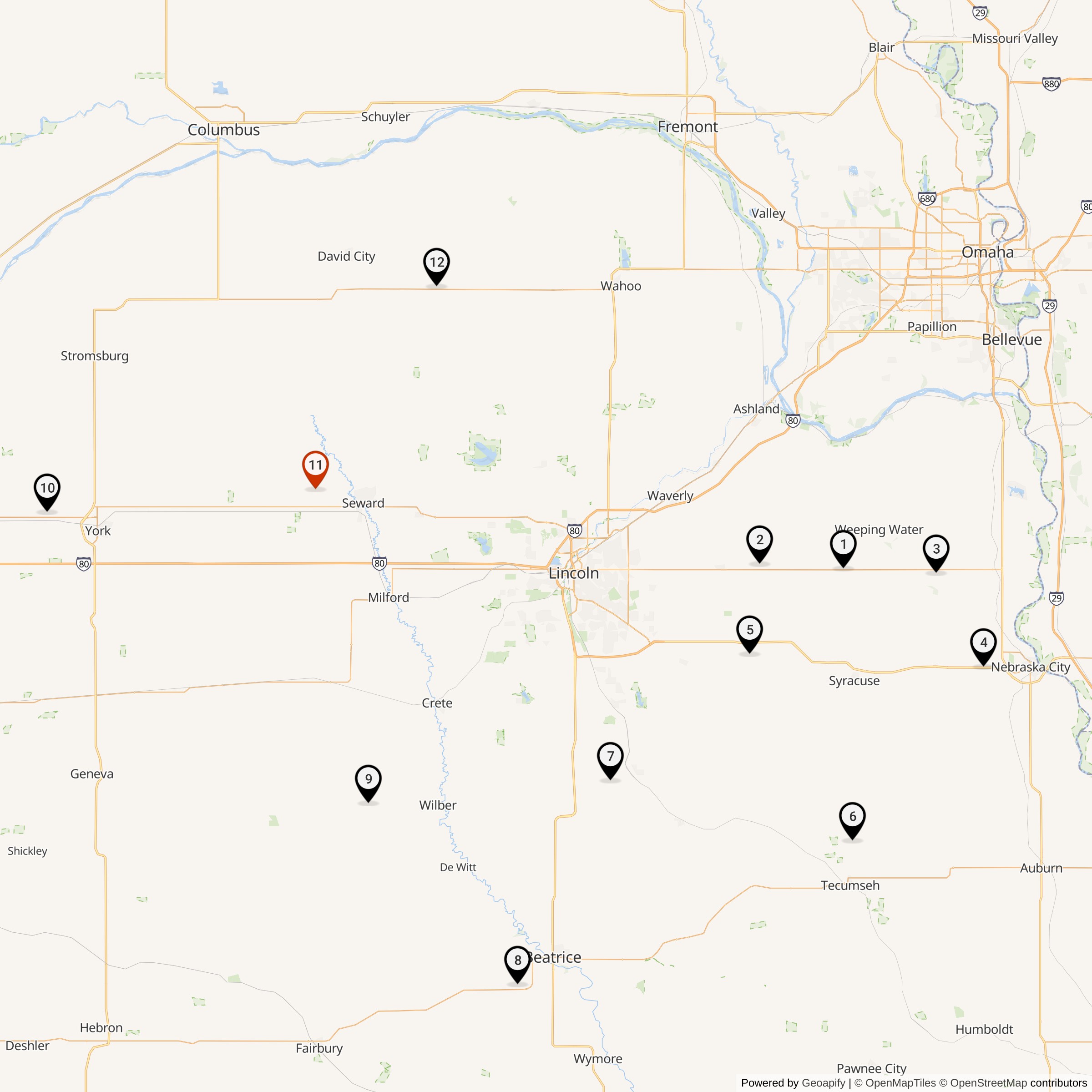 Map Showing 551st Strategic Missile Squadron Atlas F Missile Silo Locations