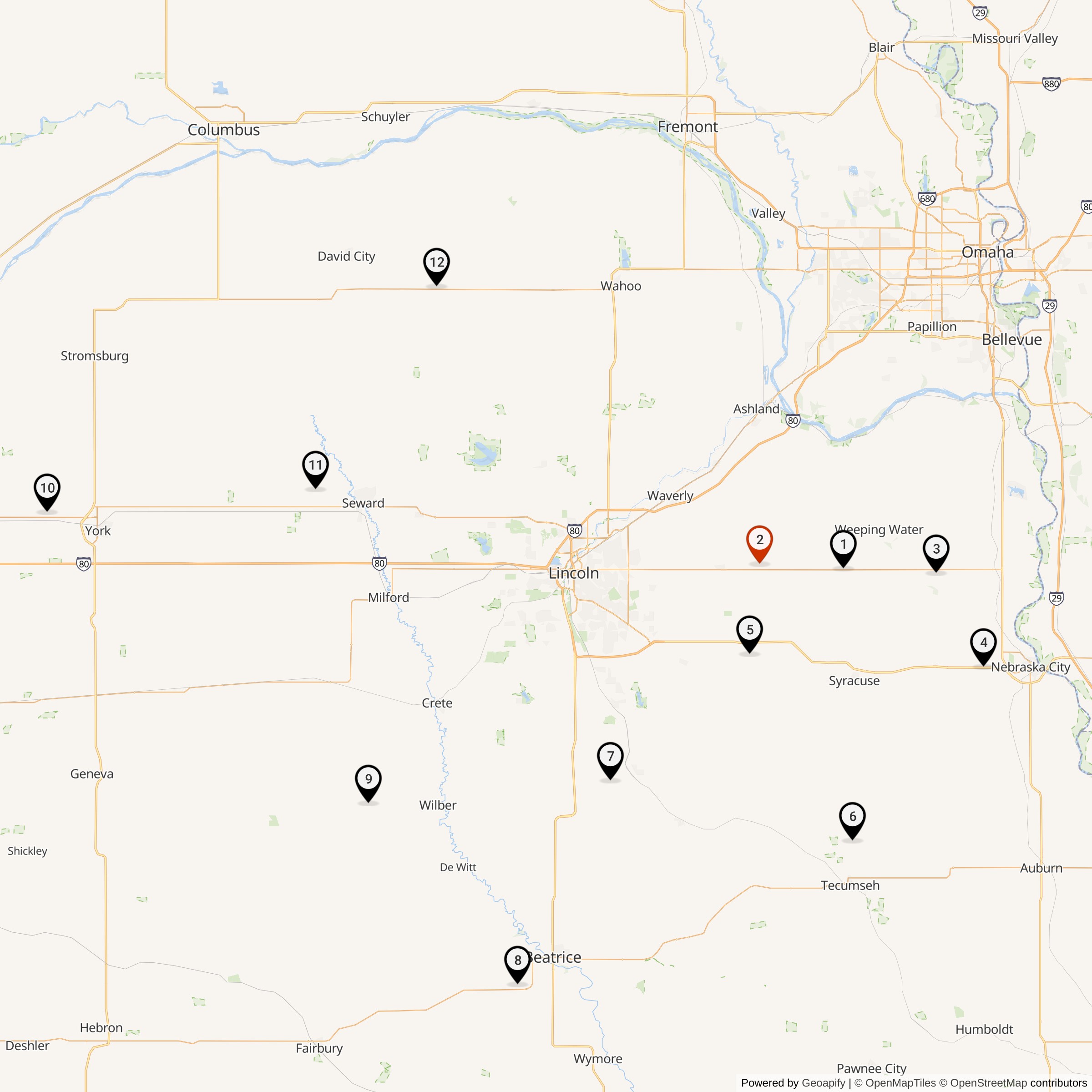 Map Showing 551st Strategic Missile Squadron Atlas F Missile Silo Locations