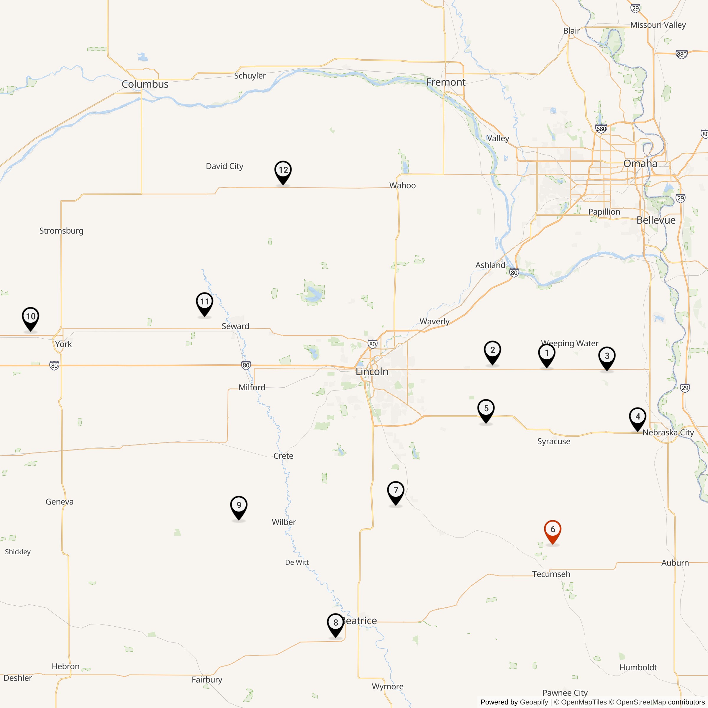 Map Showing 551st Strategic Missile Squadron Atlas F Missile Silo Locations