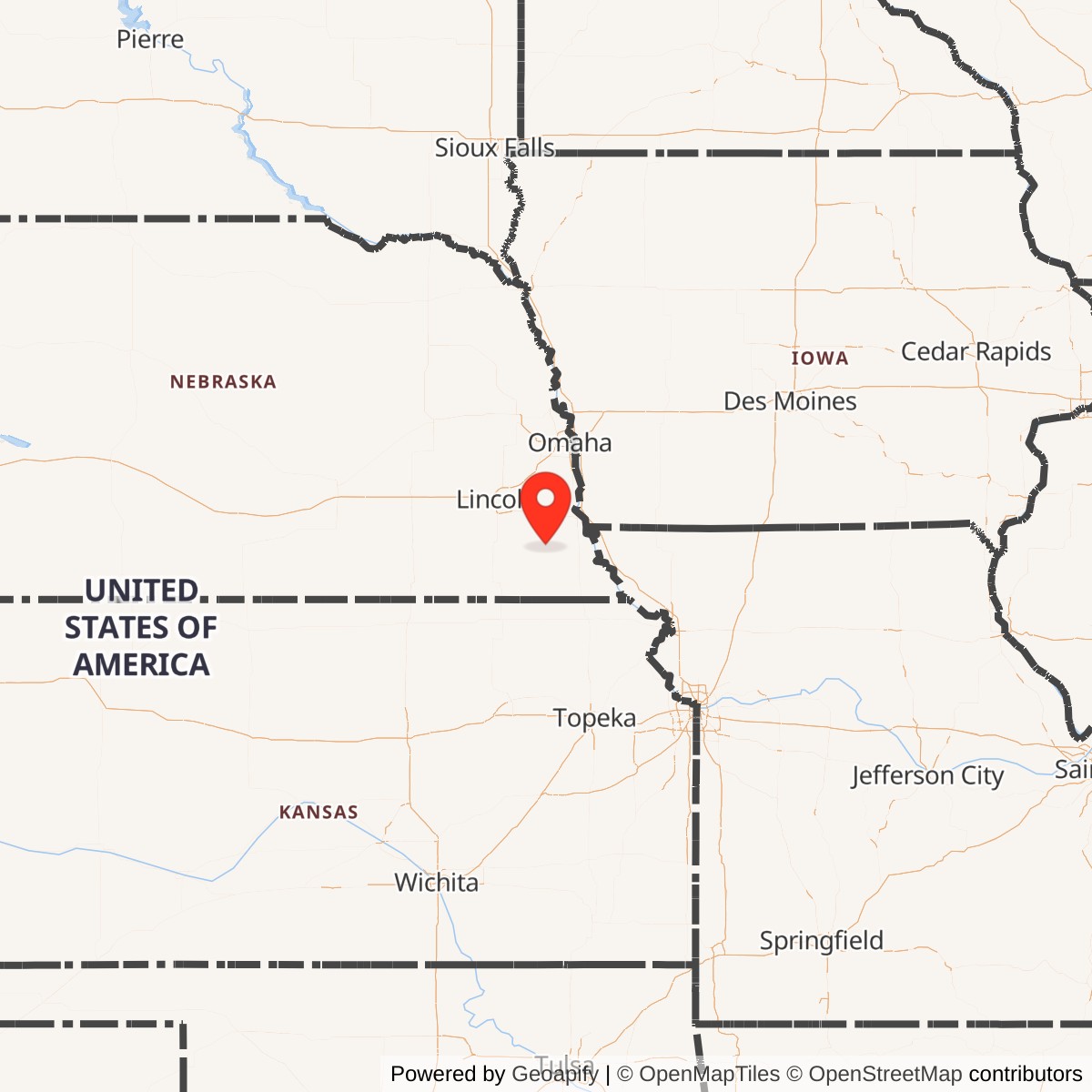 Map showing location of Atlas F Site 551-6, Nebraska