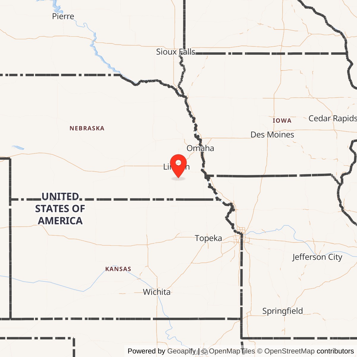 Map showing location of Atlas F Site 551-7, Nebraska