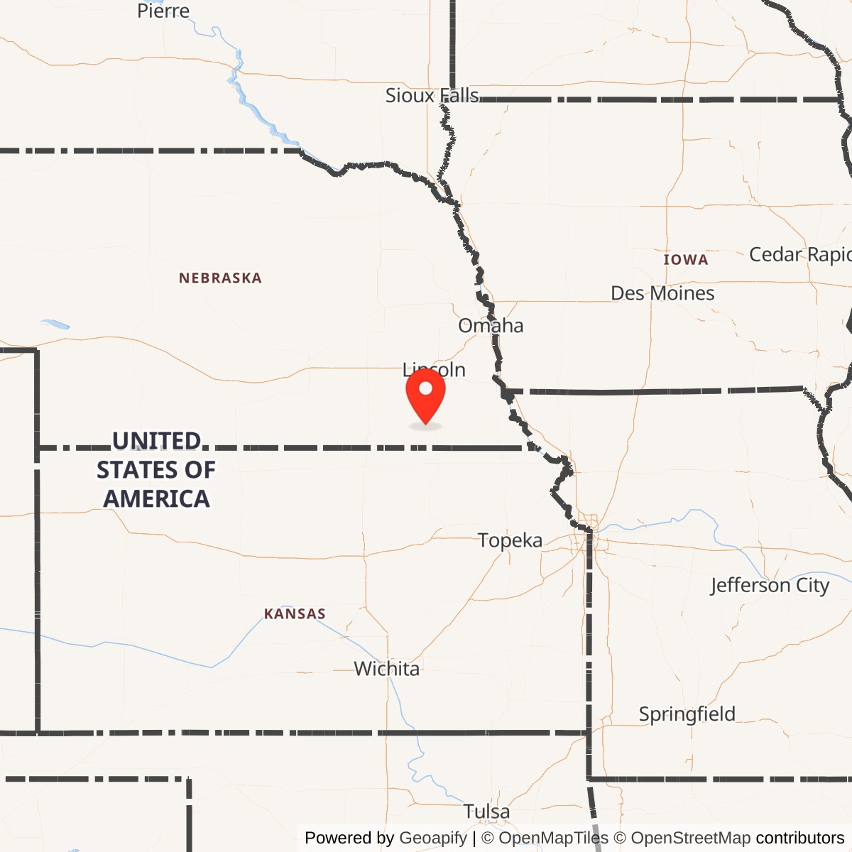 Map showing location of Atlas F Site 551-8, Nebraska