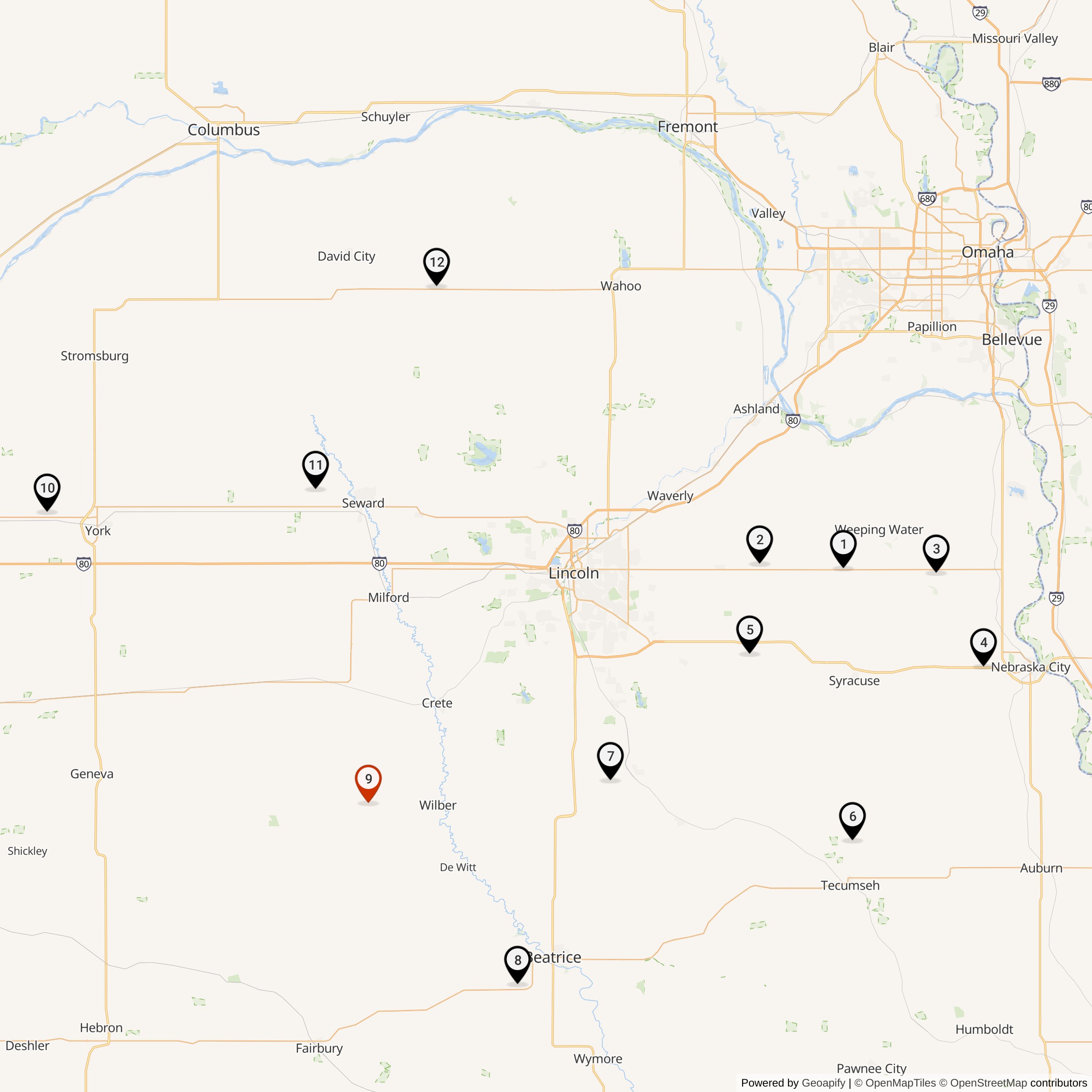 Map Showing 551st Strategic Missile Squadron Atlas F Missile Silo Locations