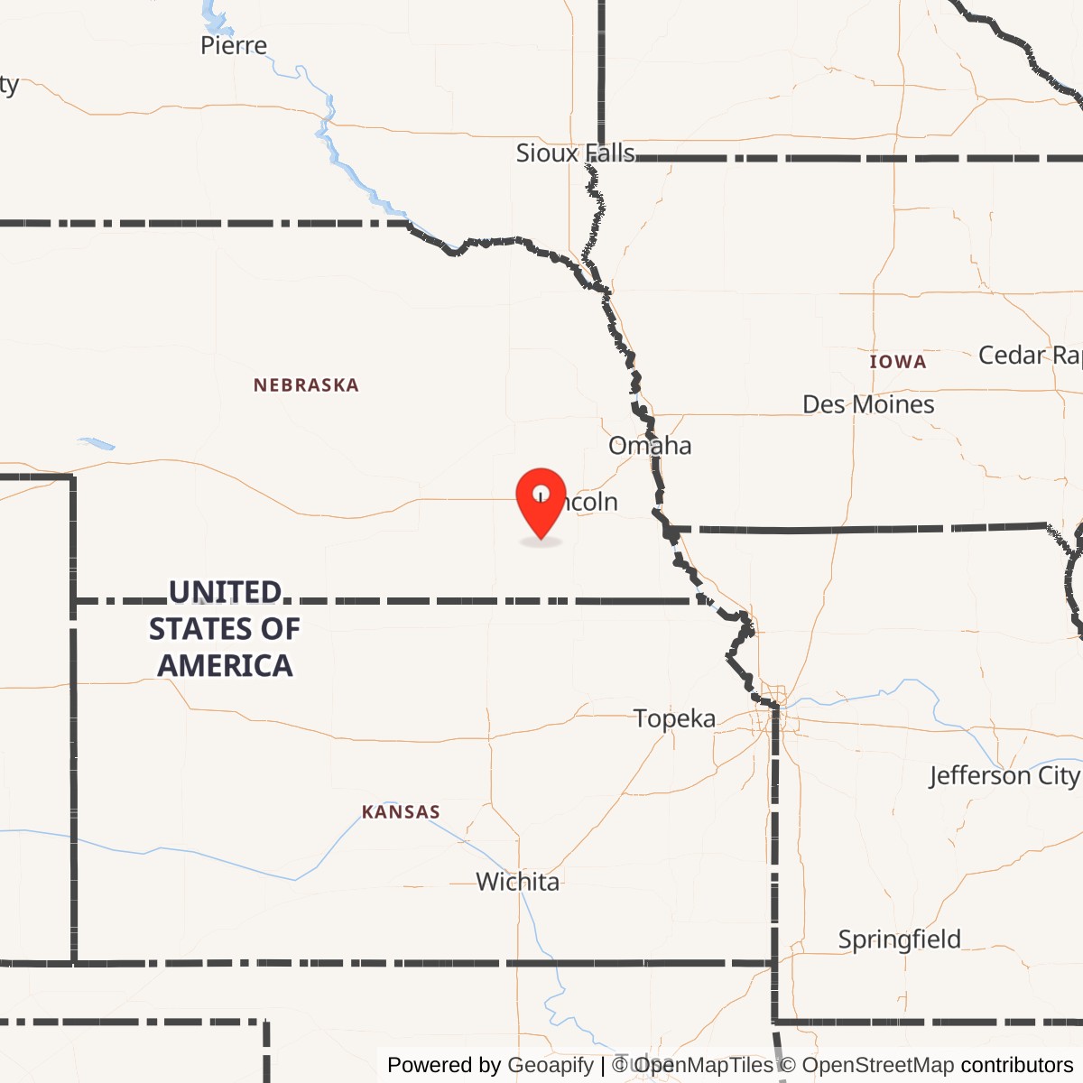 Map showing location of Atlas F Site 551-9, Nebraska