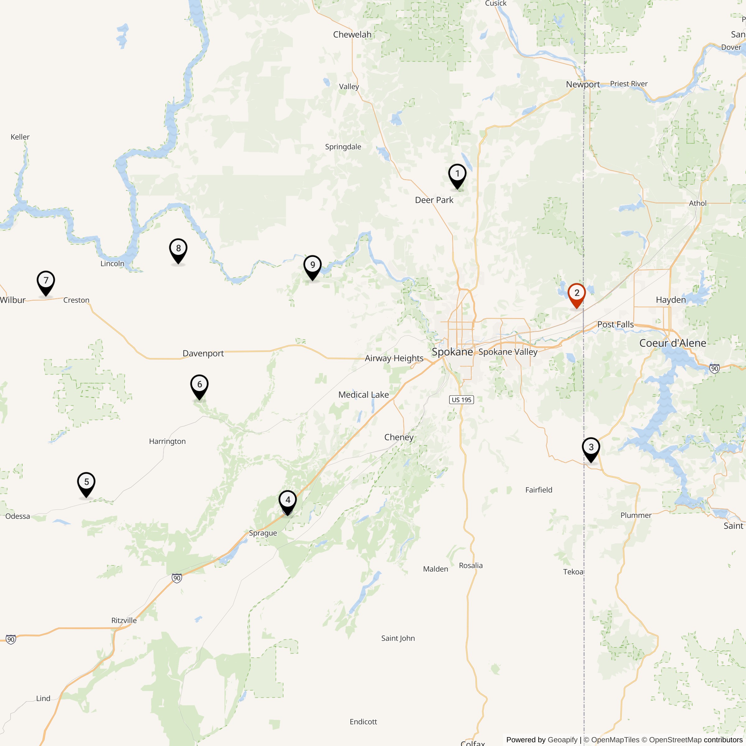 Map Showing 567th Strategic Missile Squadron Atlas E Missile Silo Locations