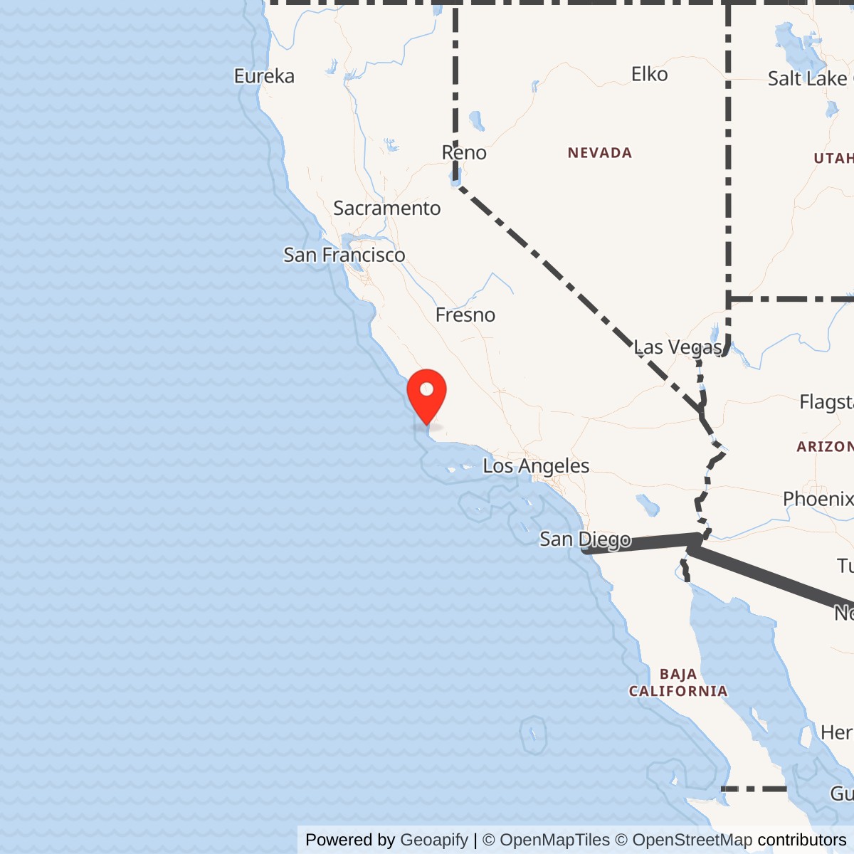 Map showing location of Atlas F Site 576-E, California