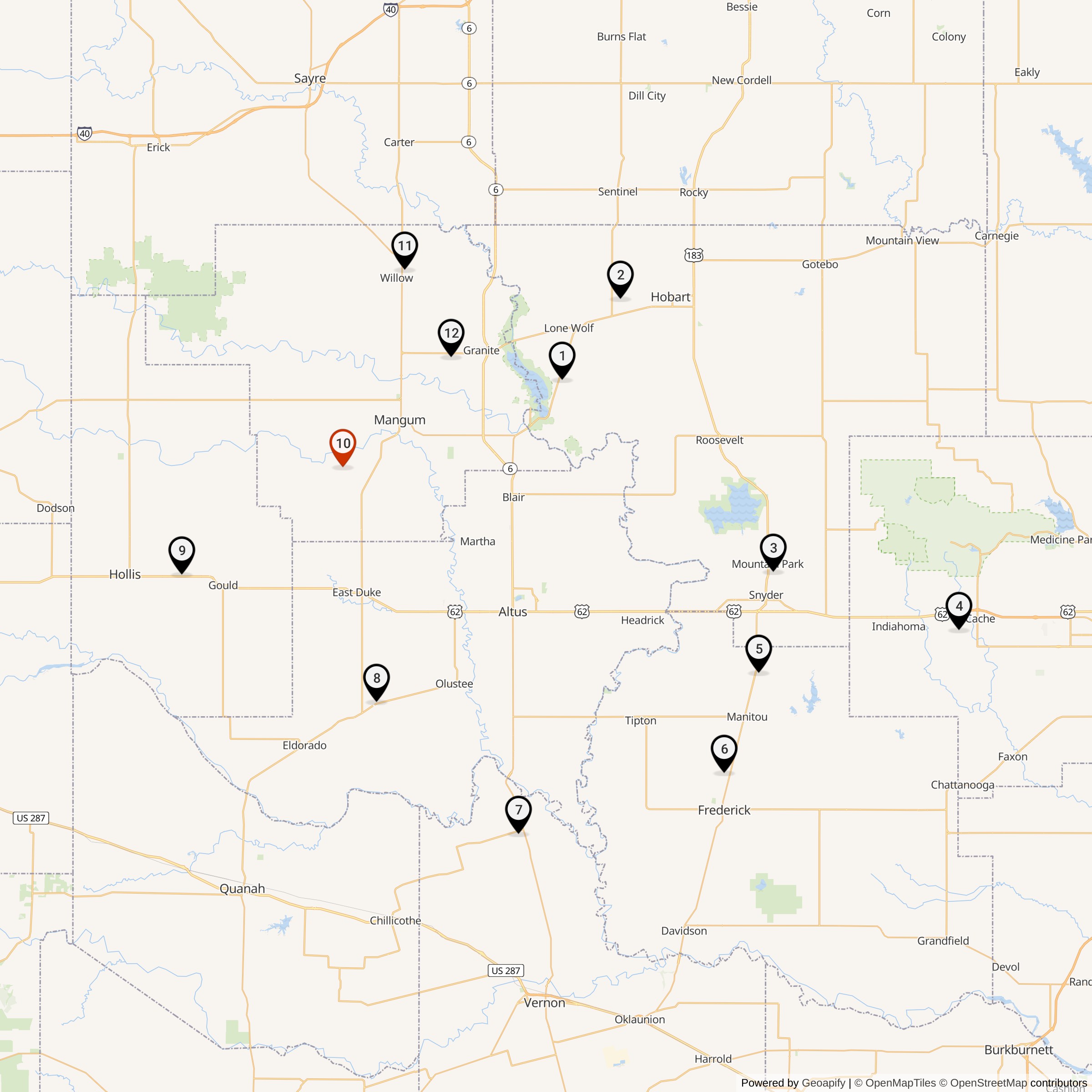 Map Showing 577th Strategic Missile Squadron Atlas F Missile Silo Locations