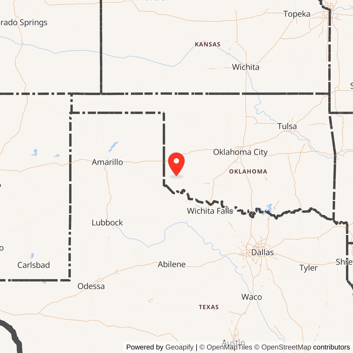 Map showing location of Atlas F Site 577-10, Oklahoma