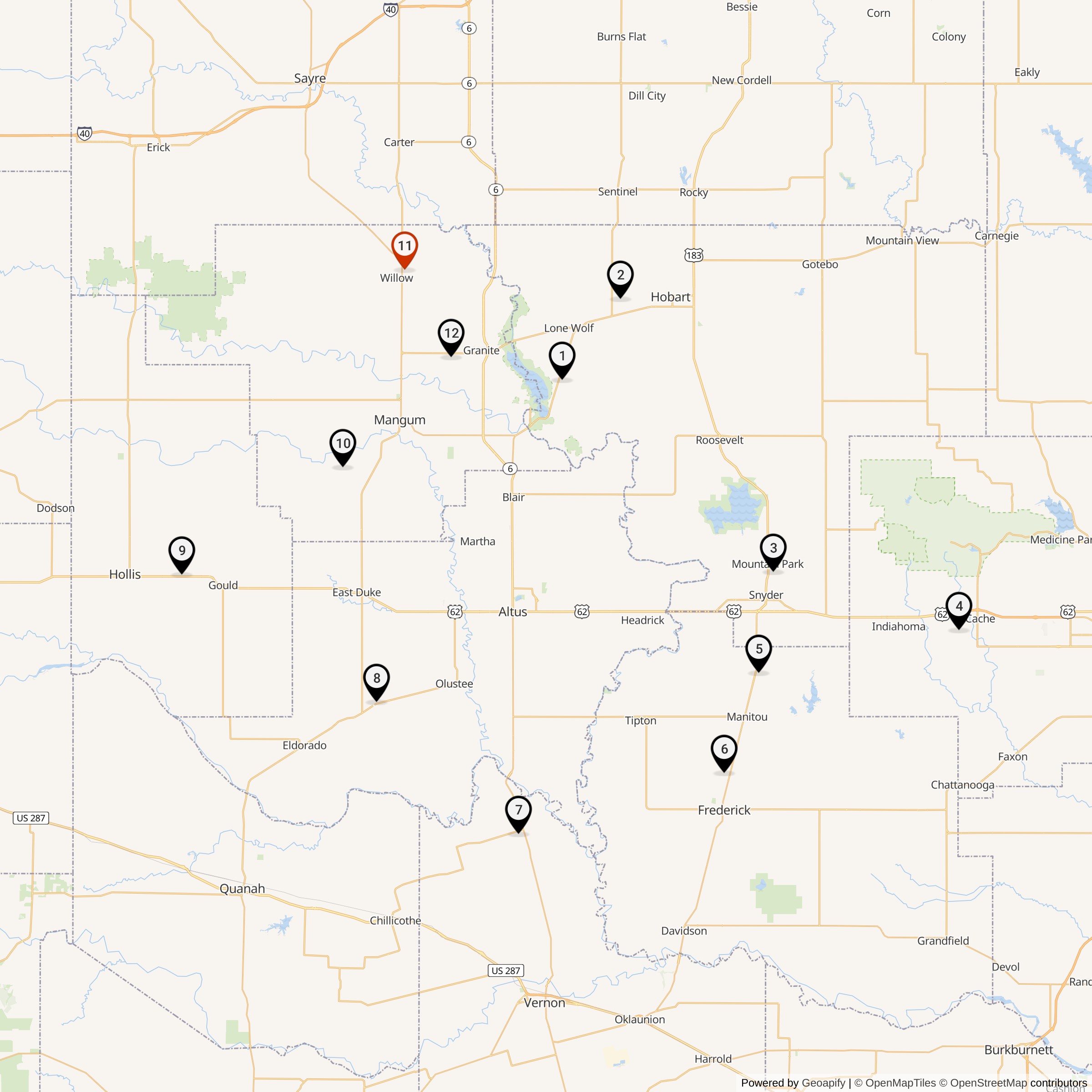 Map Showing 577th Strategic Missile Squadron Atlas F Missile Silo Locations