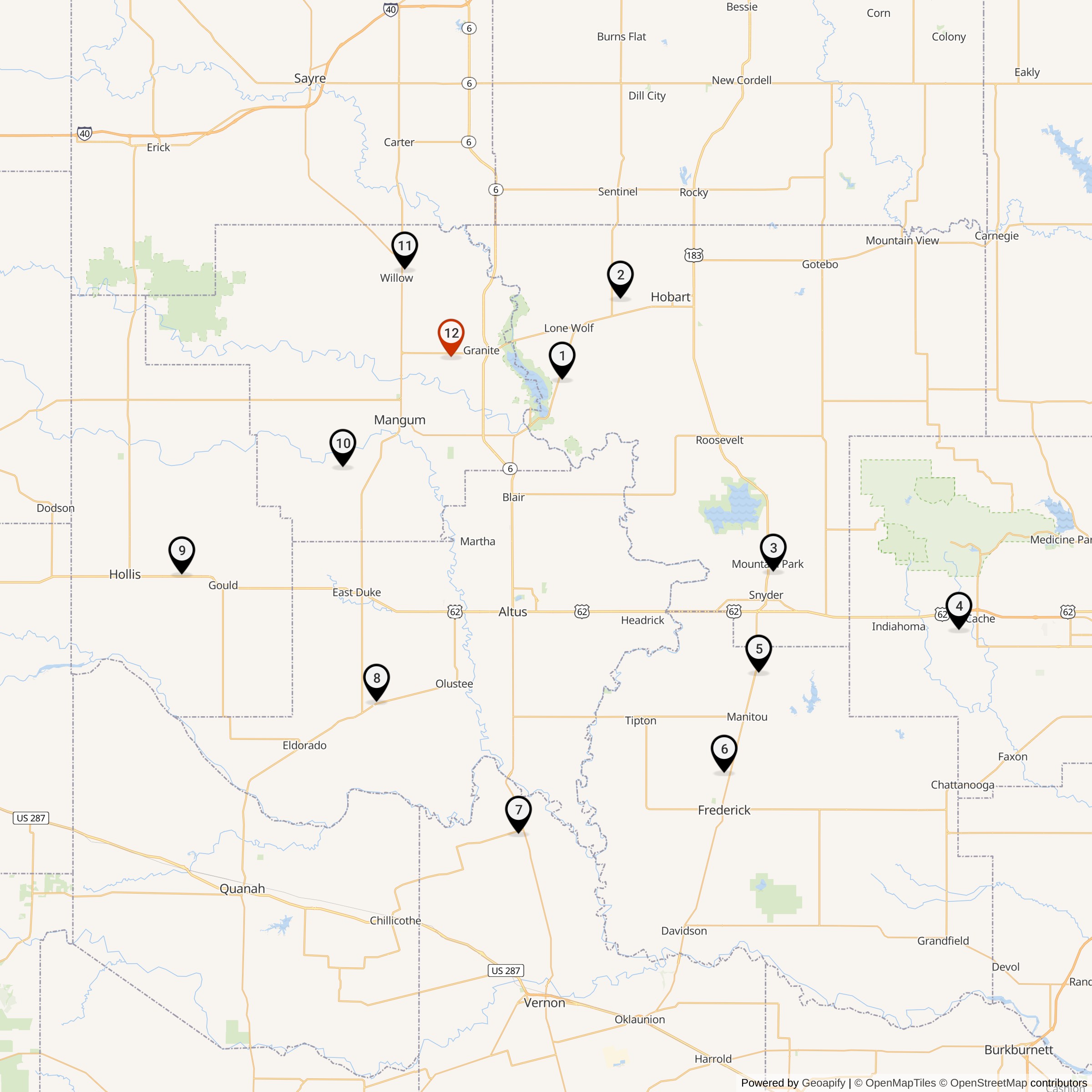 Map Showing 577th Strategic Missile Squadron Atlas F Missile Silo Locations