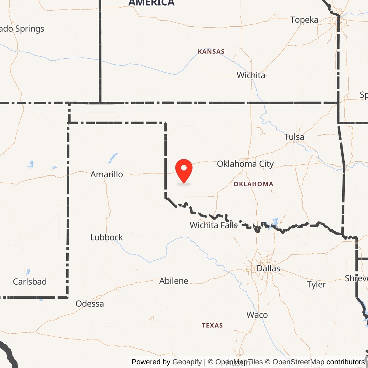 Map showing location of Atlas F Site 577-12, Oklahoma