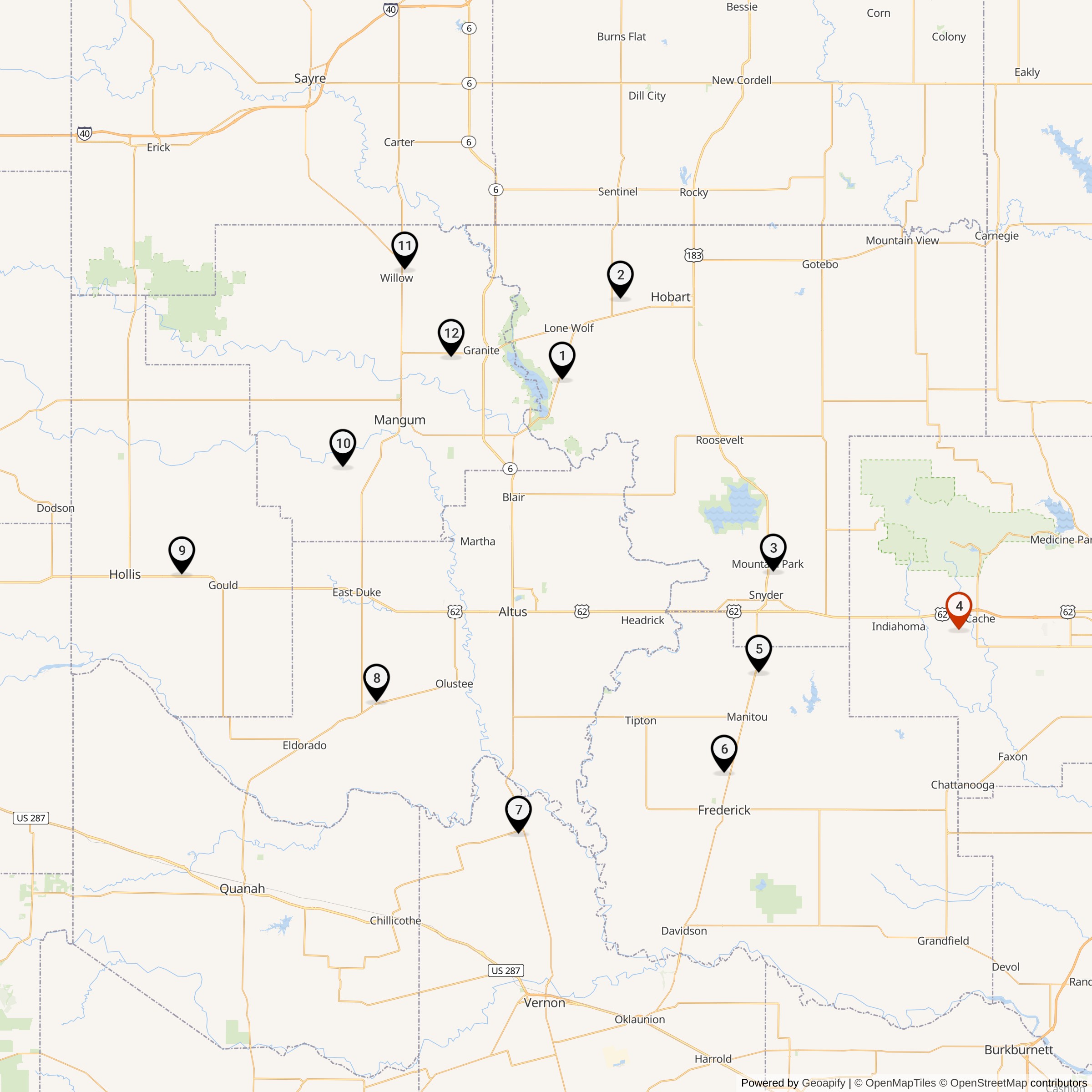 Map Showing 577th Strategic Missile Squadron Atlas F Missile Silo Locations