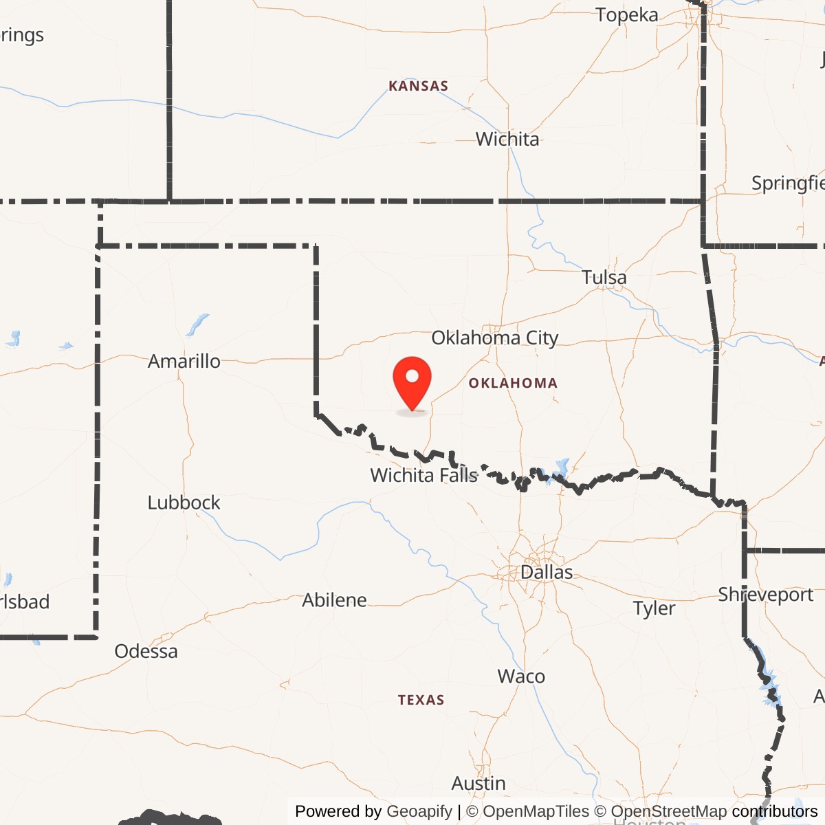 Map showing location of Atlas F Site 577-4, Oklahoma