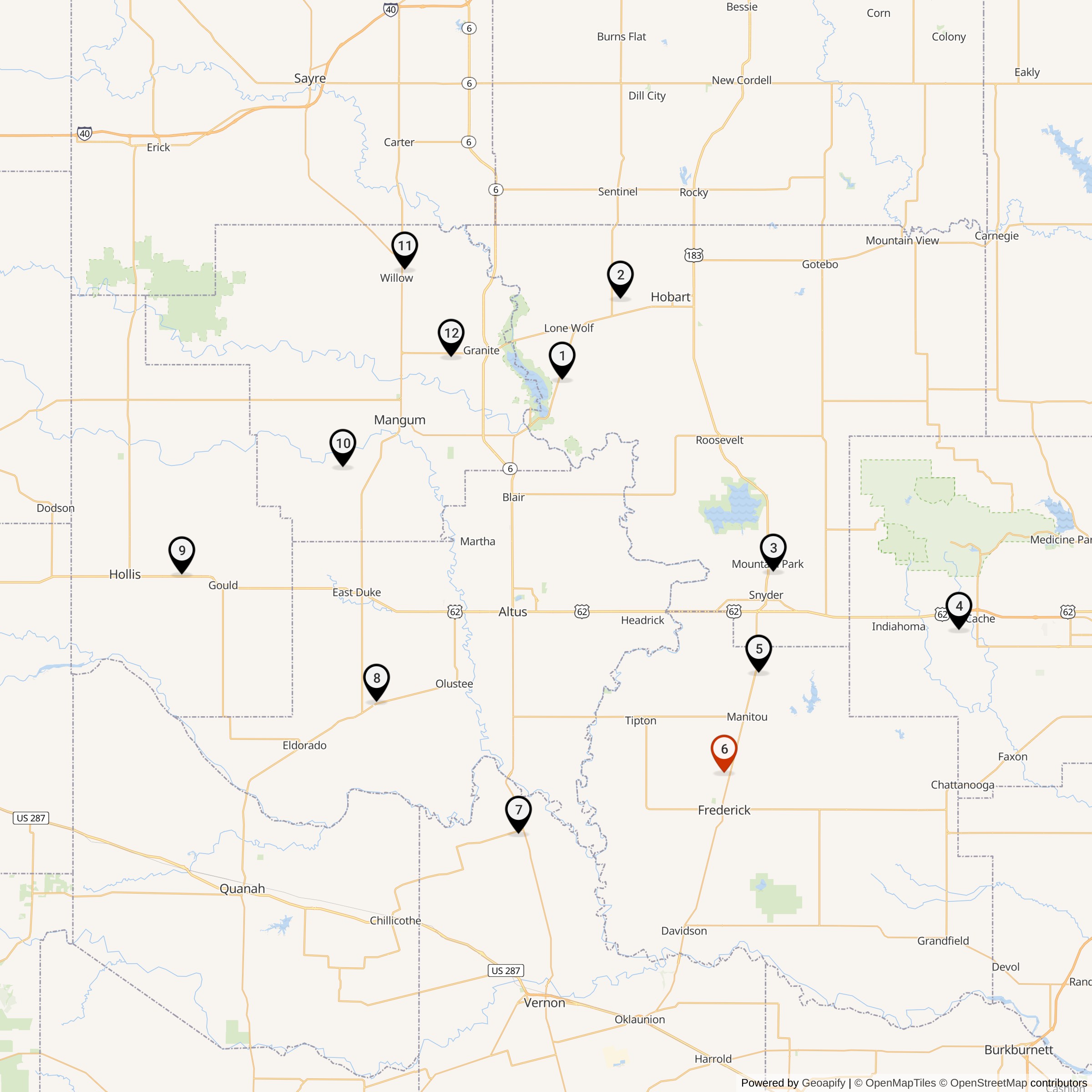 Map Showing 577th Strategic Missile Squadron Atlas F Missile Silo Locations