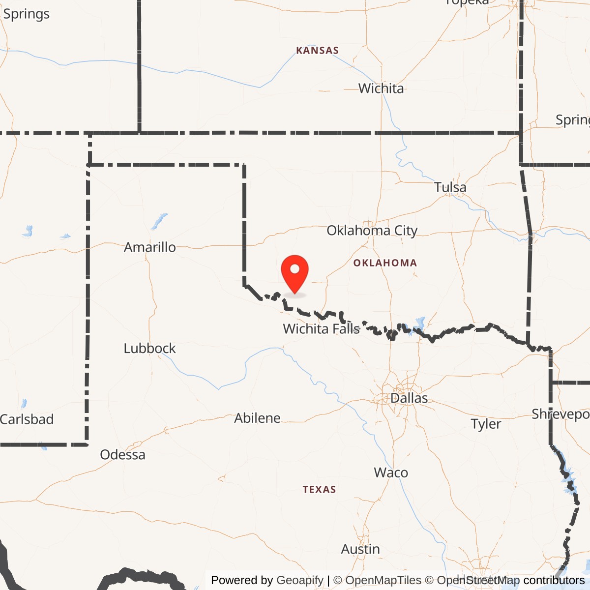 Map showing location of Atlas F Site 577-6, Oklahoma