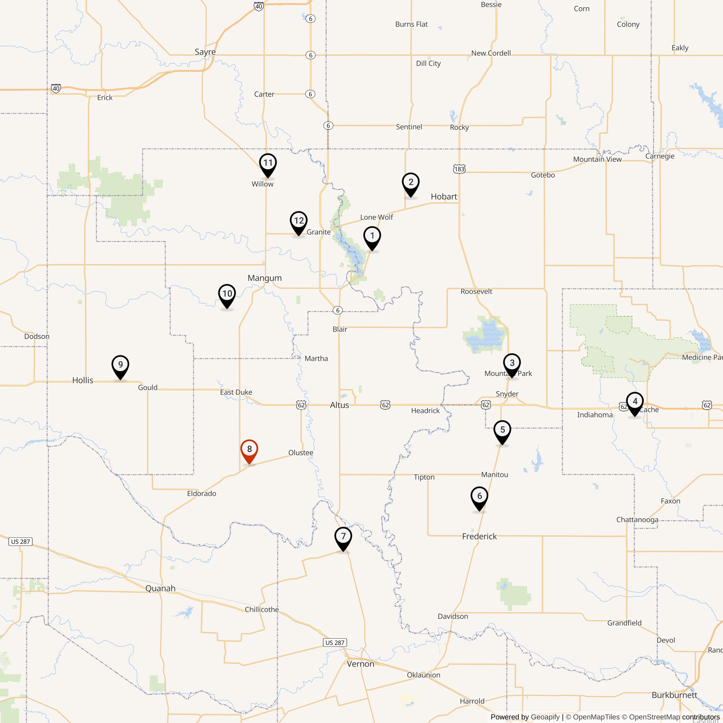 Map Showing 577th Strategic Missile Squadron Atlas F Missile Silo Locations