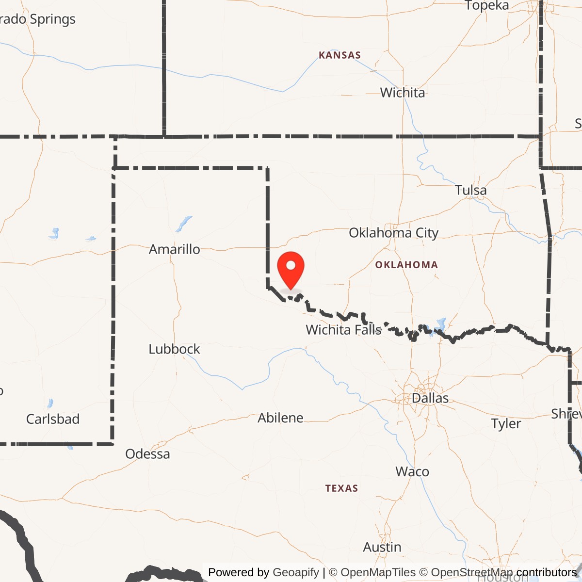 Map showing location of Atlas F Site 577-8, Oklahoma