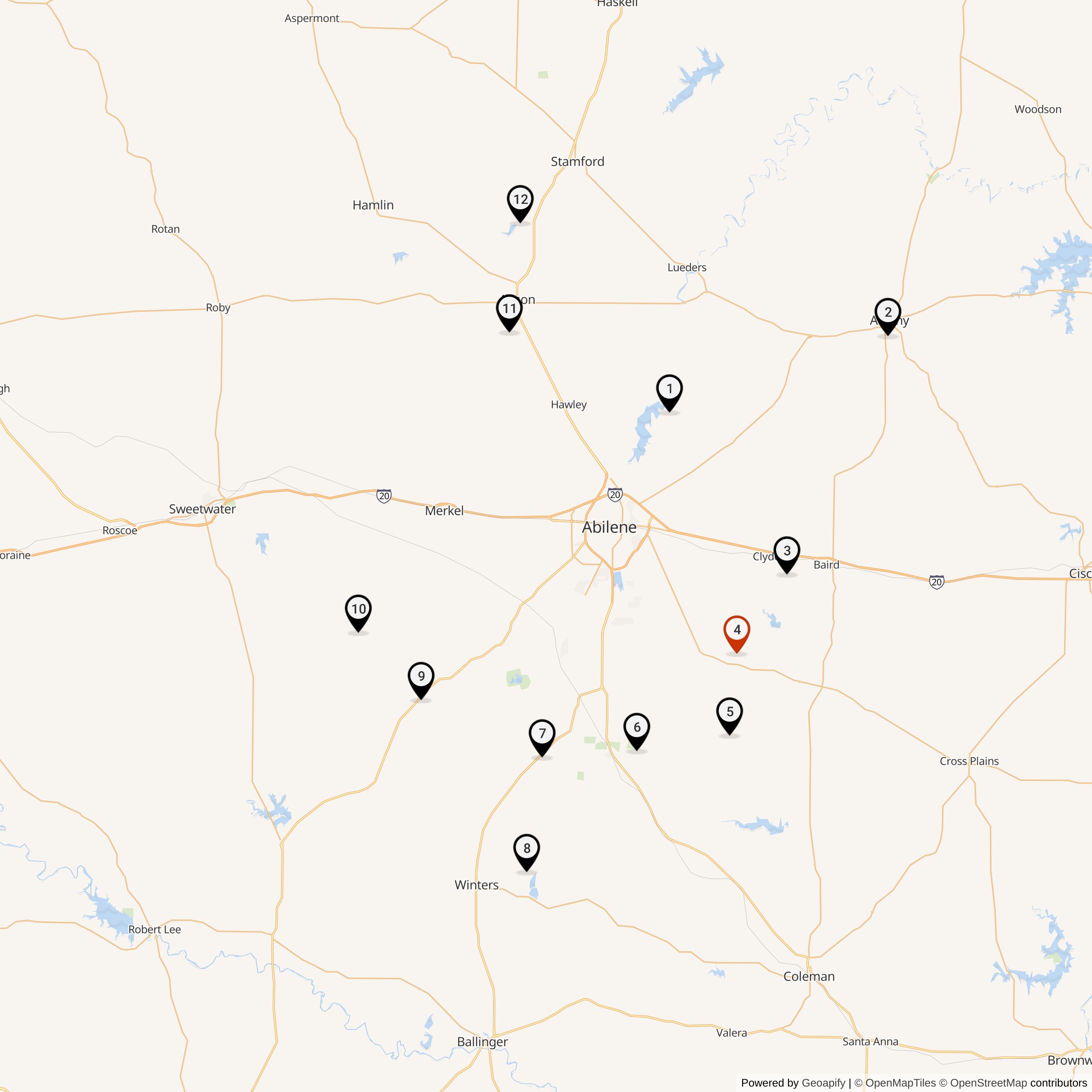 Map Showing 578th Strategic Missile Squadron Atlas F Missile Silo Locations