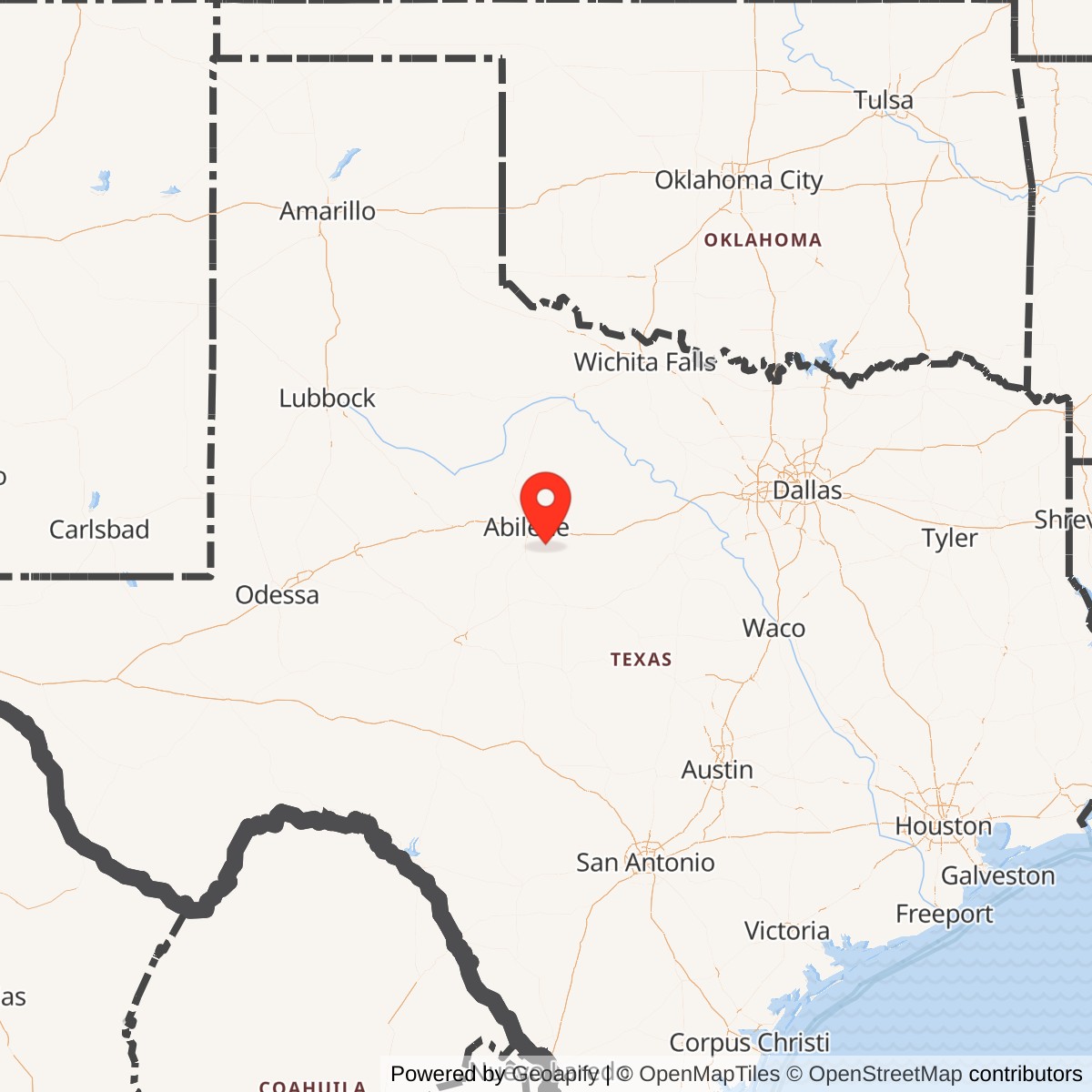 Map showing location of Atlas F Site 578-4, Texas