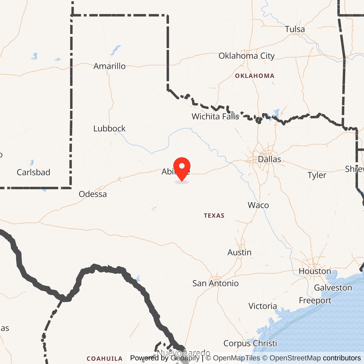 Map showing location of Atlas F Site 578-5, Texas