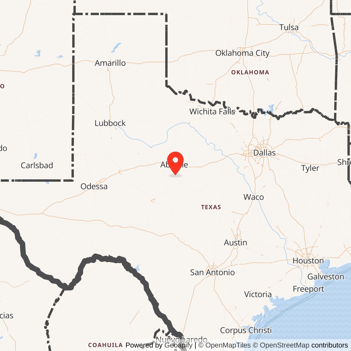 Map showing location of Atlas F Site 578-6, Texas