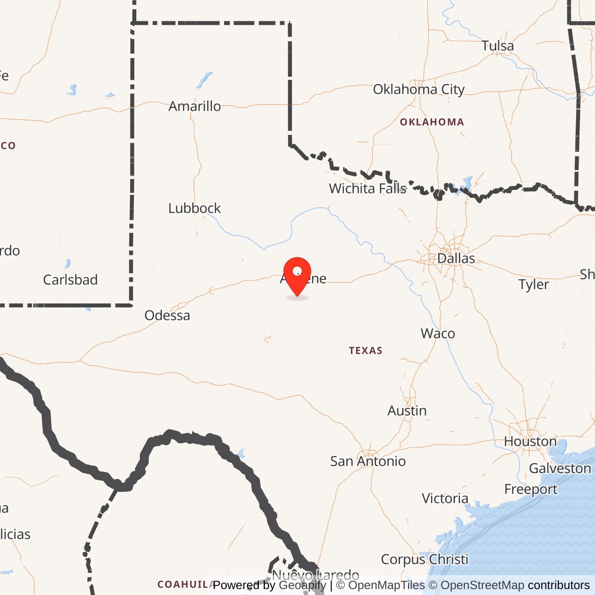 Map showing location of Atlas F Site 578-7, Texas
