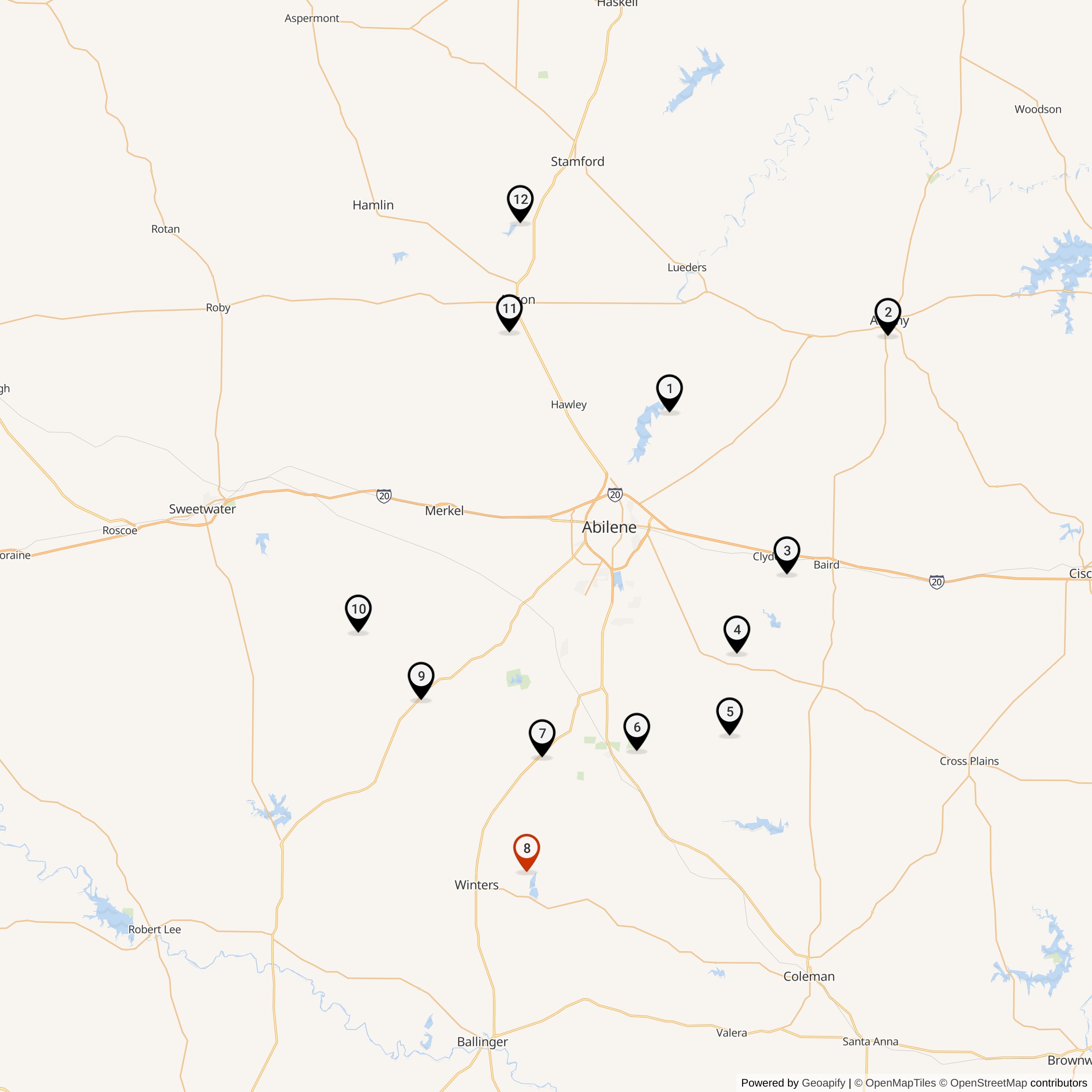Map Showing 578th Strategic Missile Squadron Atlas F Missile Silo Locations