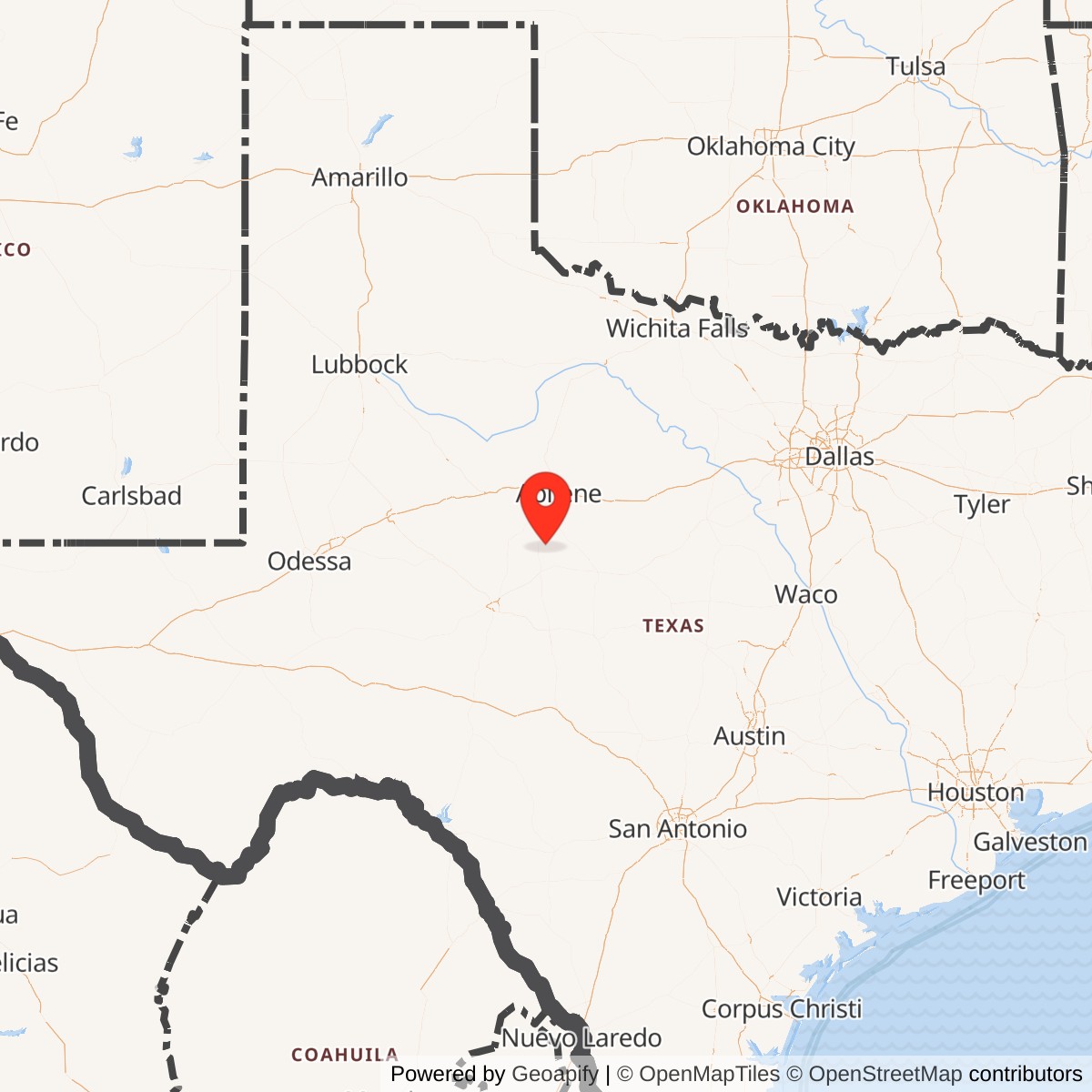 Map showing location of Atlas F Site 578-8, Texas