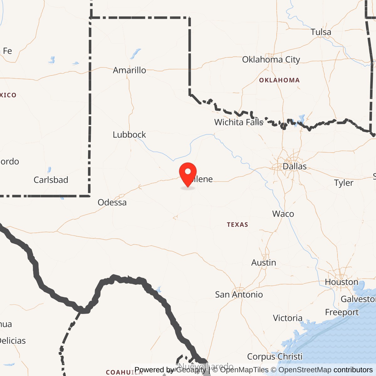 Map showing location of Atlas F Site 578-9, Texas